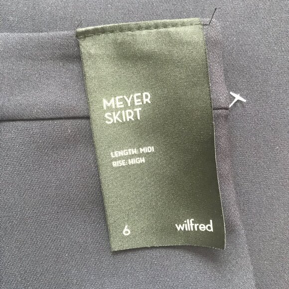 Wilfred Aritzia Meyer Skirt Dark Night Navy A-line High Rise Midi Skirt Size 6 - Picture 10 of 12